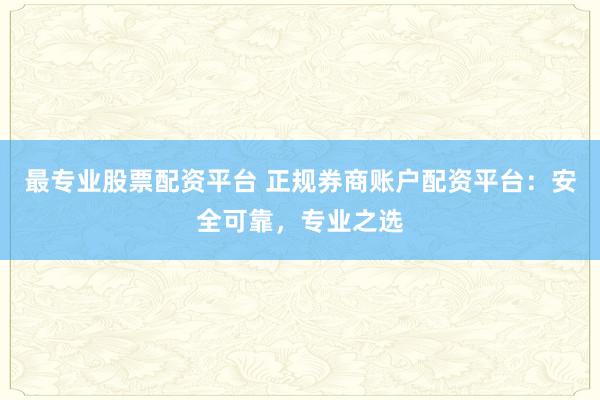 最专业股票配资平台 正规券商账户配资平台：安全可靠，专业之选
