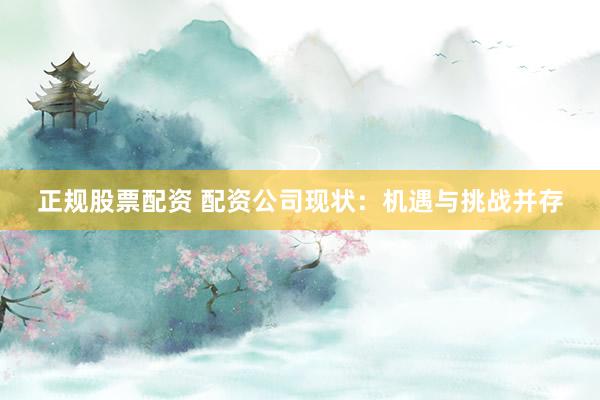 正规股票配资 配资公司现状：机遇与挑战并存