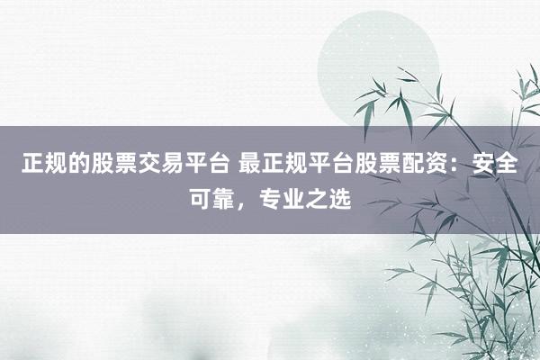 正规的股票交易平台 最正规平台股票配资：安全可靠，专业之选
