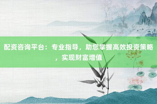 配资咨询平台：专业指导，助您掌握高效投资策略，实现财富增值