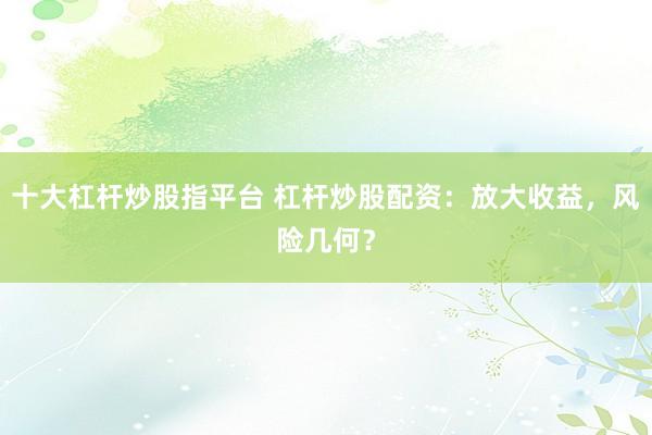 十大杠杆炒股指平台 杠杆炒股配资：放大收益，风险几何？