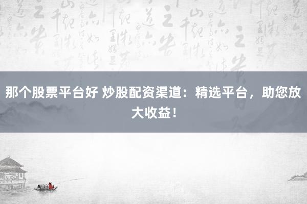 那个股票平台好 炒股配资渠道：精选平台，助您放大收益！
