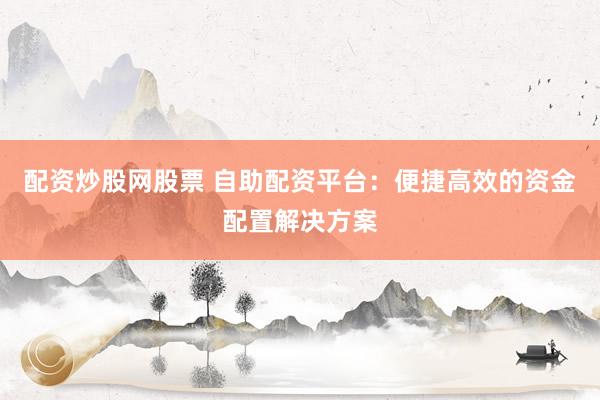 配资炒股网股票 自助配资平台:便捷高效的资金配置解决方案