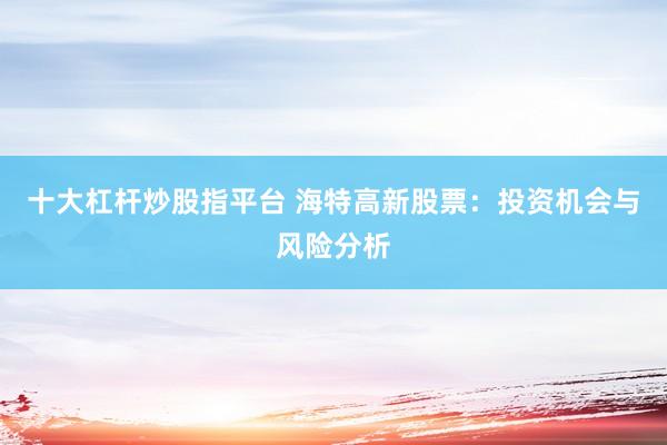 十大杠杆炒股指平台 海特高新股票：投资机会与风险分析