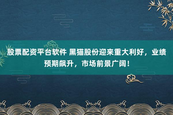 股票配资平台软件 黑猫股份迎来重大利好，业绩预期飙升，市场前景广阔！